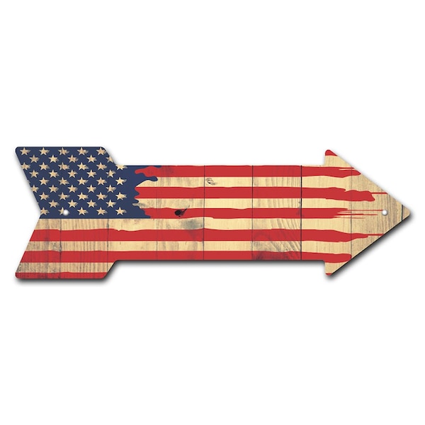 Signmission American Flag Painted Arrow Sign Funny Home Decor 24in Wide P-ARROW8-999985 - main